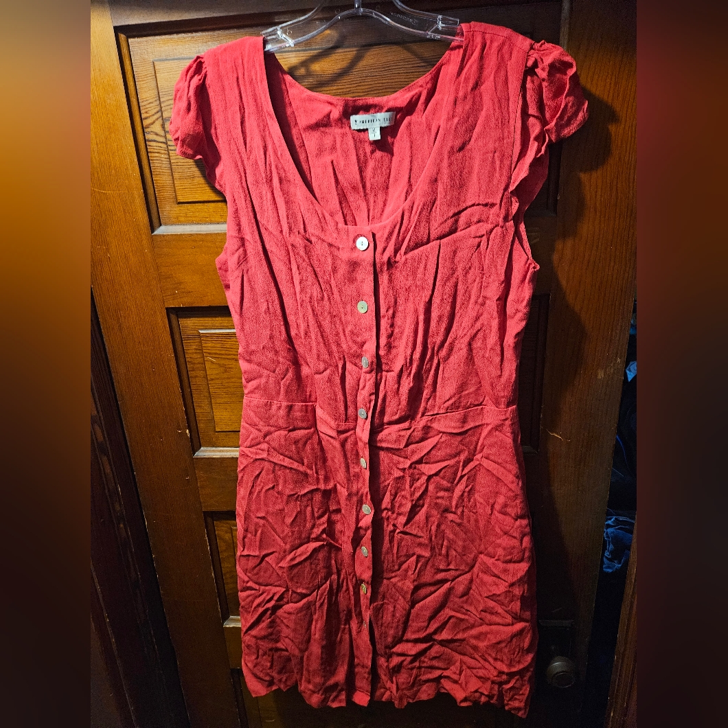 American Tall Red Button-Down Dress (Wrinkled From Being In Storage)